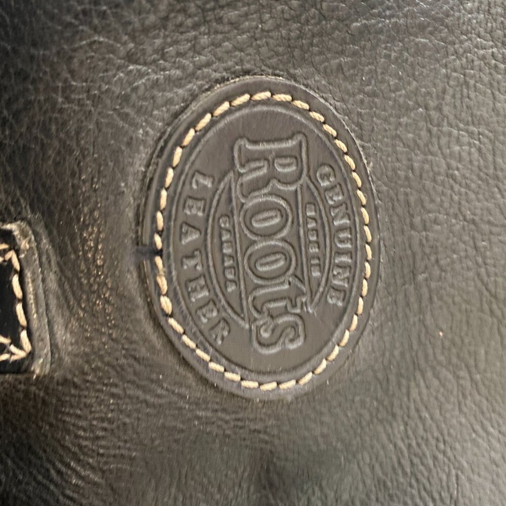VINTAGE ROOTS LEATHER BACKPACK BLACK PREOWNED - Picture 6 of 16